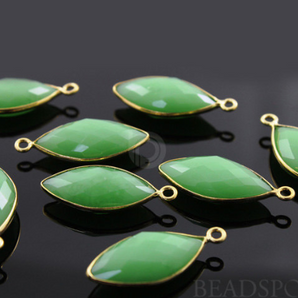 Chrysoprase Faceted Marquise Shape Bezel Connector, (BZC7191) - Beadspoint