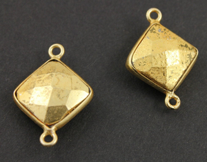 Gold Vermeil Pyrite Faceted Square Bezel, (BZCT7602-A) - Beadspoint
