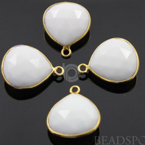 White Onyx Faceted Heart Shape Bezel, (BZC7046) - Beadspoint