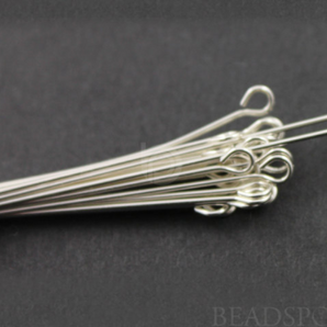 Sterling Silver 2" Eye Pin .65 mm 22GA, (SS/E22/200) - Beadspoint