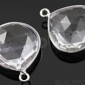 Rock Crystal Faceted Heart Bezel, (SSBZ6071) - Beadspoint