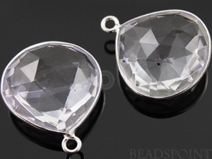 Rock Crystal Faceted Heart Bezel, (SSBZ6071) - Beadspoint