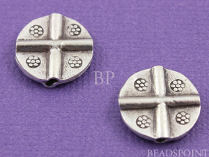 2 Pieces, Hill Tribe Flat Round Disc w/Cross Tubes, (8204-TH) - Beadspoint