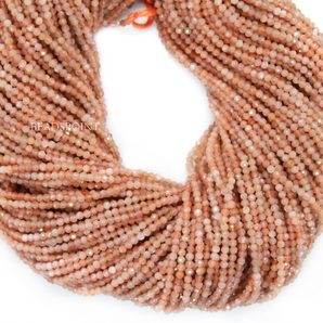 Peach Moonstone Micro Faceted Rondelle Beads, (PEACHMOON-2.5RNDL) - Beadspoint