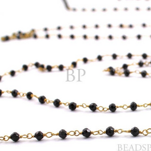 Black Spinel Wire Wrapped Rosary, (GMC-SPIN) - Beadspoint