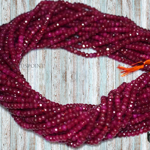 Dyed Ruby Faceted Roundel Beads, (RBY475RNDL) - Beadspoint