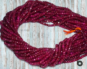 Dyed Ruby Faceted Roundel Beads, (RBY475RNDL) - Beadspoint