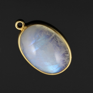 Rainbow Moonstone Bezel Pendant,  (RMOVPT08) - Beadspoint