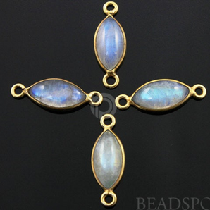 Rainbow Moonstone Faceted Marquise Connector, (RNM20x7) - Beadspoint