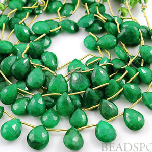 Emerald Faceted Flat Pear Briolettes, (4DEM8x10FPEAR) - Beadspoint