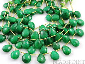 Emerald Faceted Flat Pear Briolettes, (4DEM8x10FPEAR) - Beadspoint