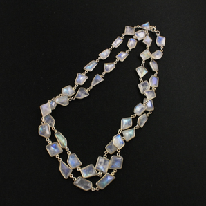 Rainbow Moonstone Fancy Cut Bezelled set Chain, (CHN/134) - Beadspoint