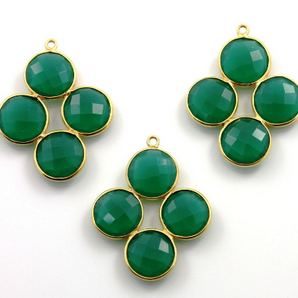 Green Onyx Long Fancy Fancy Pendant, (BZC8085) - Beadspoint