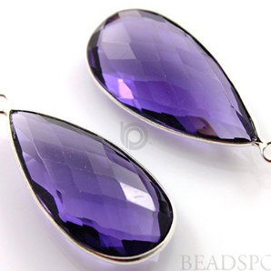 Purple Amethyst Faceted Pear Bezel, (SSBZC6025) - Beadspoint