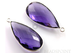 Purple Amethyst Faceted Pear Bezel, (SSBZC6025) - Beadspoint