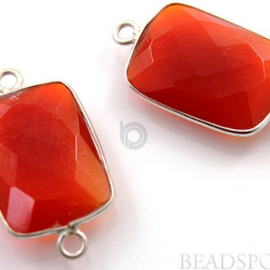 Carnelian Faceted Chicklet Connector, (SSBZC2025) - Beadspoint