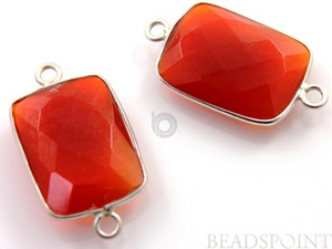 Carnelian Faceted Chicklet Connector, (SSBZC2025) - Beadspoint