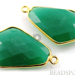 Green Onyx Faceted Fancy Connector, (BZC7389-B) - Beadspoint