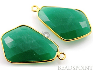 Green Onyx Faceted Fancy Connector, (BZC7389-B) - Beadspoint