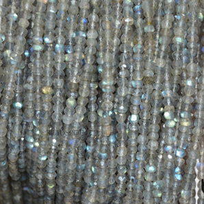 Labradorite Faceted Roundel Beads, (LAB45RNDL) - Beadspoint