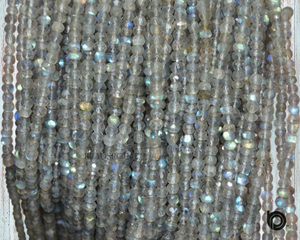 Labradorite Faceted Roundel Beads, (LAB45RNDL) - Beadspoint