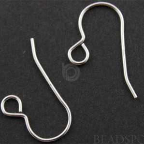 Sterling Silver Round Ear Wire with Backside Loop, 20 pieces (SS/717) - Beadspoint