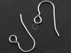 Sterling Silver Round Ear Wire with Backside Loop, 20 pieces (SS/717) - Beadspoint