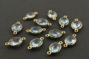 Blue Topaz Faceted Oval Connector,(BZCT9004/B) - Beadspoint