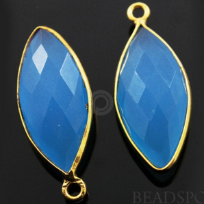 Apatite Blue Chalcedony Marquise Bezel,  (BZC7190) - Beadspoint