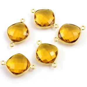 Whiskey Topaz Faceted Cushion Connector (BZCT/CNT/WTP) - Beadspoint