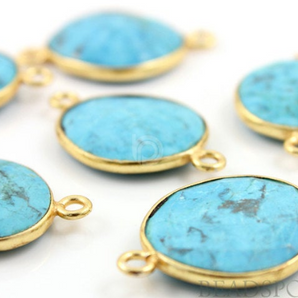 Turquoise Faceted Oval Connector Bezel, (BZC7105-MD) - Beadspoint