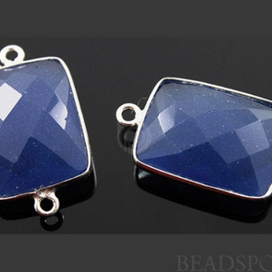 Sapphire Chalcedony Faceted Chicklet Connector,(SSBZC2027) - Beadspoint