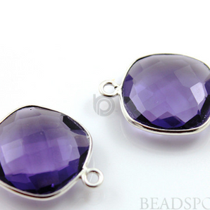 Amethyst Faceted Square Connector, (SSBZC2001) - Beadspoint