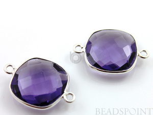 Amethyst Faceted Square Connector, (SSBZC2001) - Beadspoint