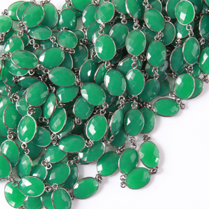 Green Onyx Faceted Oval Chain, (GMC-GNX-11X14) - Beadspoint