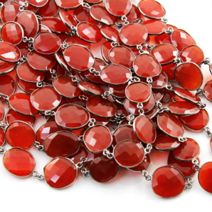 Carnelian Faceted Oval Chain, (BC-CAR-54) - Beadspoint