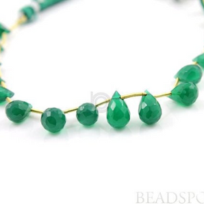 Green Onyx Faceted  Tear Drops, (GRX6x8Tear) - Beadspoint