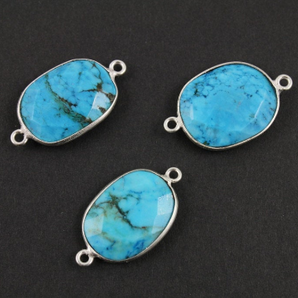 Turquoise Faceted Oval Connector, (BZCT8104) - Beadspoint