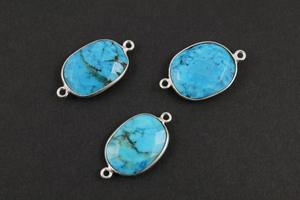 Turquoise Faceted Oval Connector, (BZCT8104) - Beadspoint