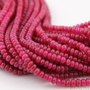 25 Pieces,Ruby Smooth Rondelle Beads, (Rby3.5Srndl) - Beadspoint