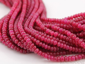 25 Pieces,Ruby Smooth Rondelle Beads, (Rby3.5Srndl) - Beadspoint