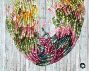 Multi Tourmaline Faceted Roundel Beads, (TMLN4RNDL-2) - Beadspoint