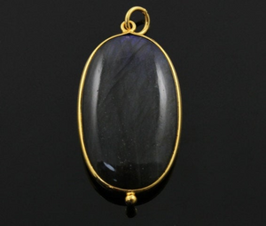 Labradorite Smooth Cabochon Bezel Component, (LABPNDT010) - Beadspoint