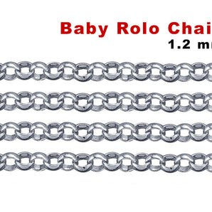 Sterling Silver 1.2 mm Baby Rolo Chain, 1.2 mm Rolo, (SS-040)