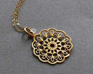 Gold Vermeil Over Sterling Silver Flower Charm -- VM/CH4/CR110 - Beadspoint