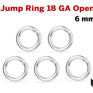 Sterling Silver Open Jump Ring, 18ga, 6 mm, 10 Pcs, Wholesale Price, (SS/JR18/6O)