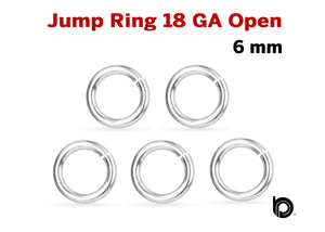 Sterling Silver Open Jump Ring, 18ga, 6 mm, 10 Pcs, Wholesale Price, (SS/JR18/6O)
