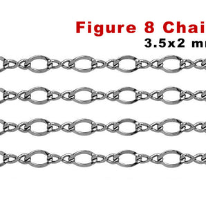 Sterling Silver Figure 8 Cable Chain, 3.5x2 mm, (SS-042)