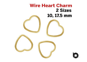 2 Pcs, 14k Gold Filled Wire Heart Charm, 2 Sizes, (GF-773)