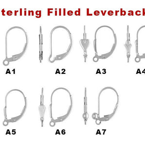 Sterling Silver Leverbacks Earrings, 7 Styles, Silver Leverbacks.